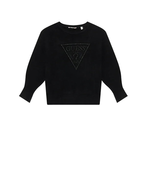 GUESS 2 USCITA Maglione Bambina nero con maxi logo brand