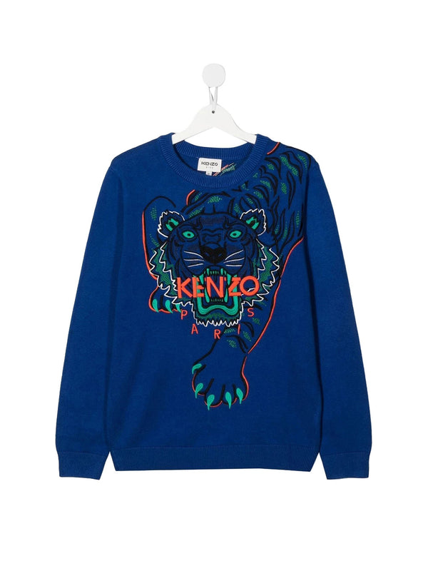 KENZO Felpa Bambino con logo brand e orlo dritto