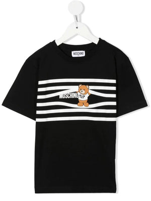 MOSCHINO T-shirt Bambin con stampa a righe e Teddy