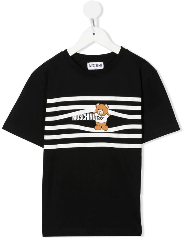 MOSCHINO T-shirt Bambin con stampa a righe e Teddy