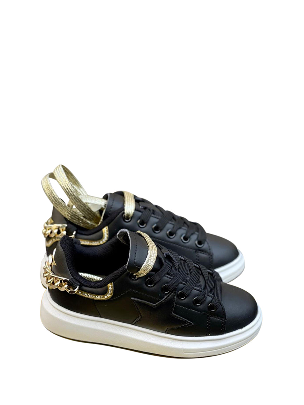 SHOP ART Sneakers Kim Bambina in ecopelle con catena in metallo color oro