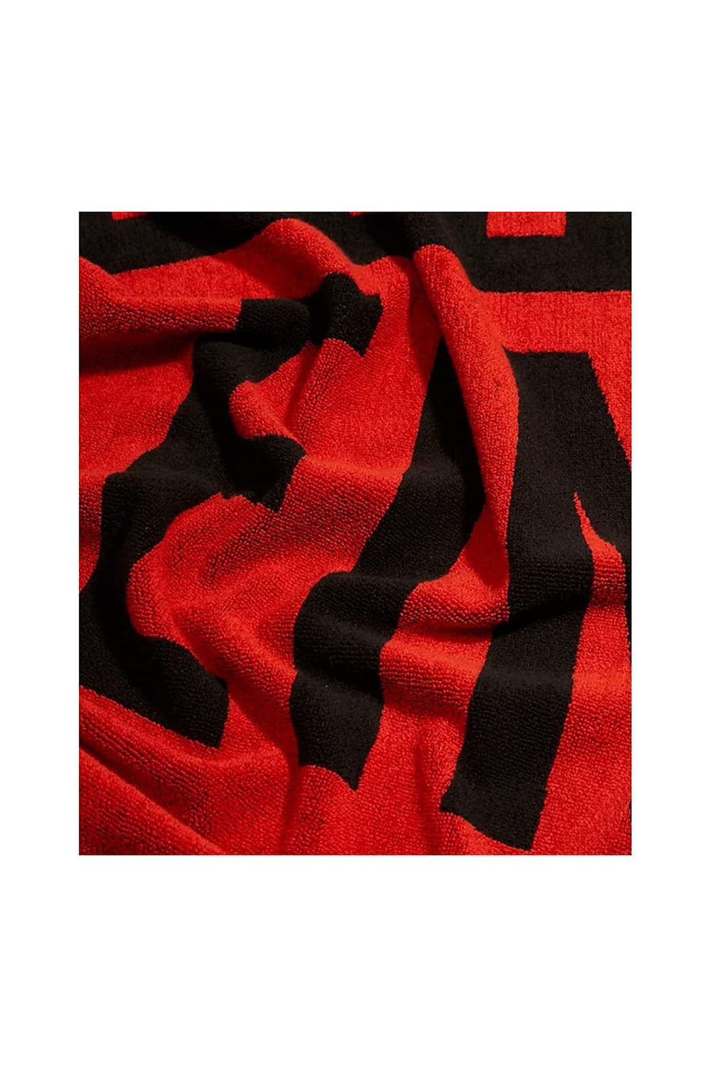 CALVIN BEACH Telo Mare Unisex Con Maxi Logo Rosso/Nero