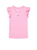 GUESS 2 USCITA T-shirt Bambina Rosa in cotone con volant