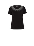 T-shirt Donna Nera con strass su girocollo
